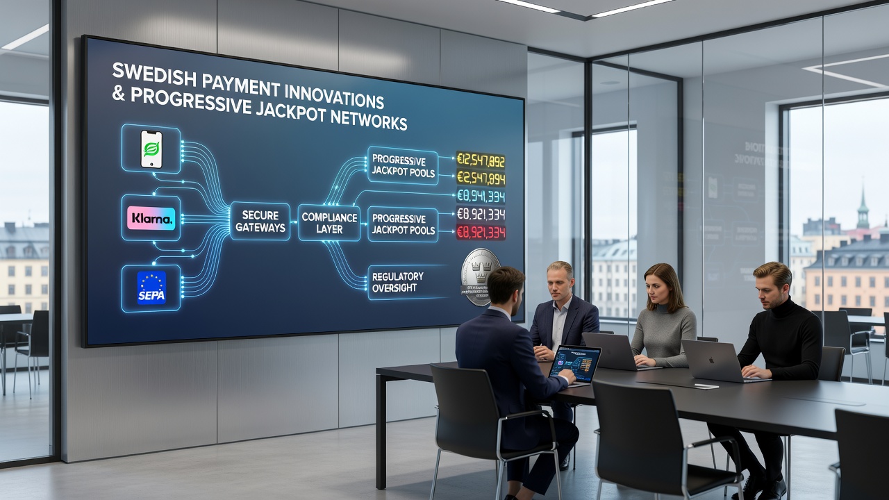 Diagram showing regulatory oversight of payment flows into progressive jackpot systems in Sweden
